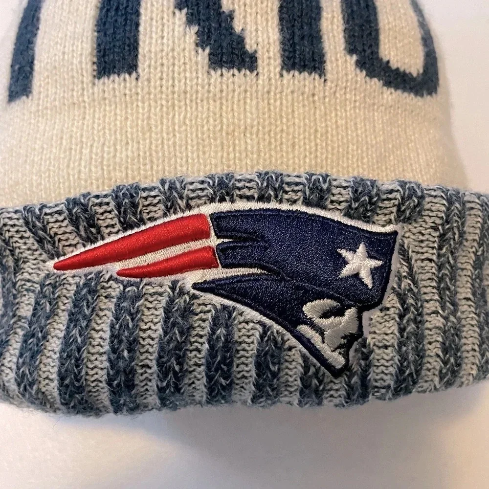 New Era OS fits most, New England Patriots NFL stitched hat. Blue, gray & white.